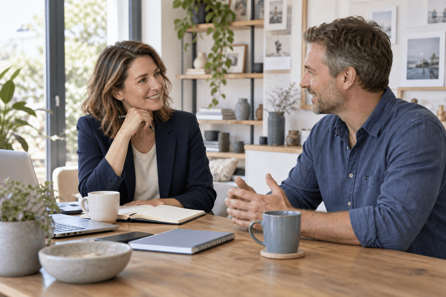 A coach helping a client work through a challenge