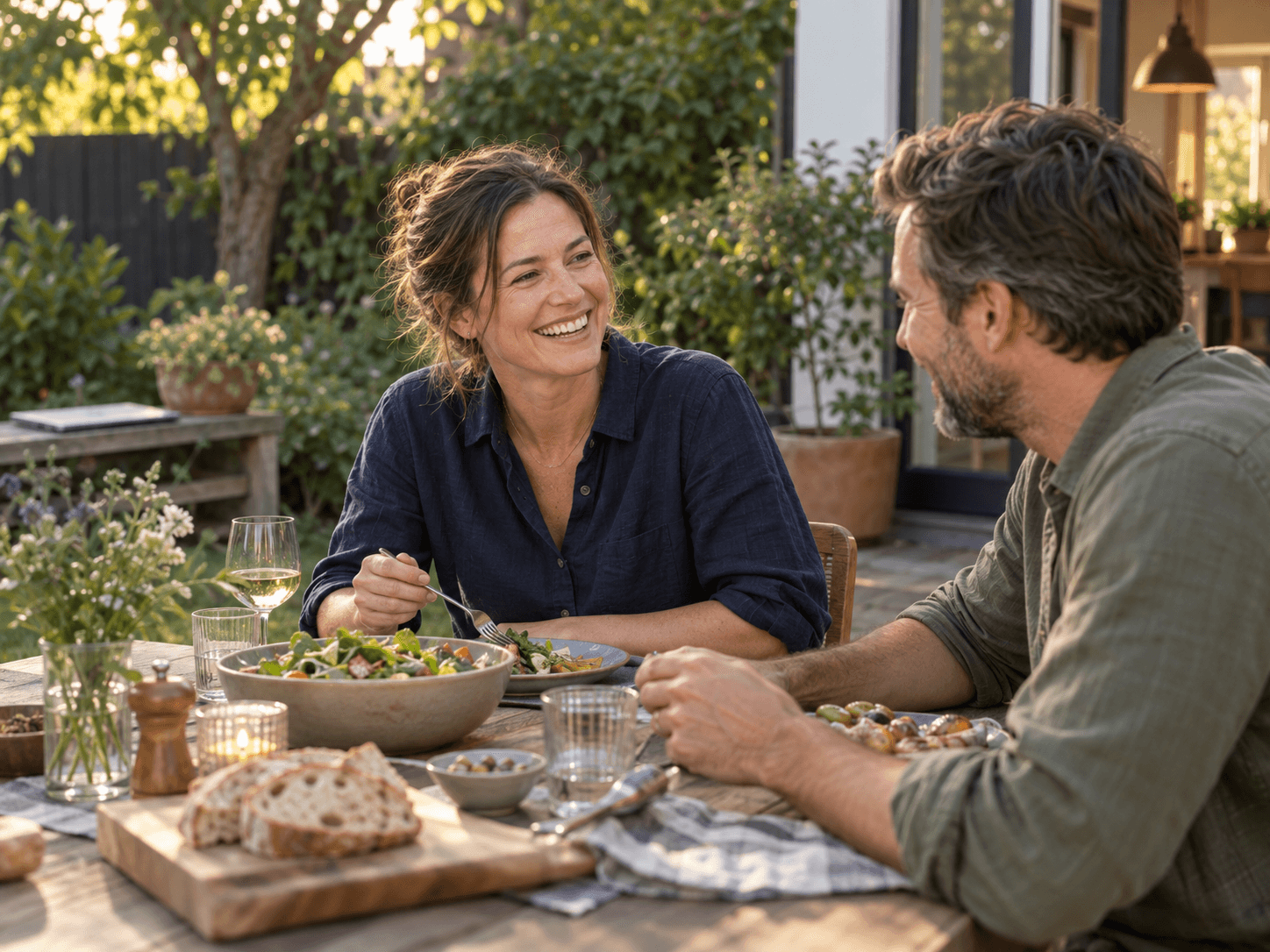 An owner making time for an evening together at home